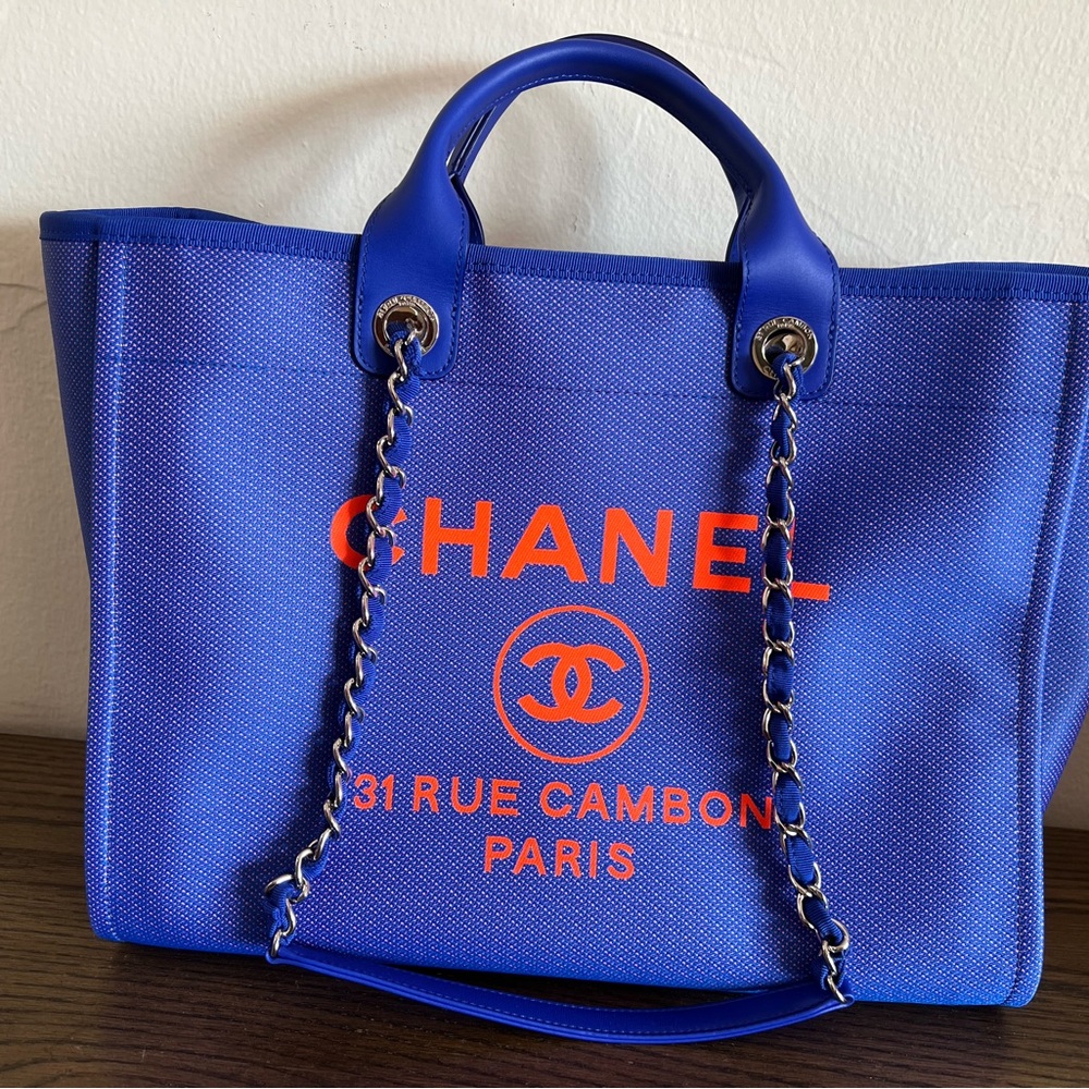 Chanel Medium Neon blue Deauville Tote